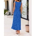 thumbnail image 4 of Merokeety Womens Summer Dresses Floral Sleeveless Crewneck High Slit Ruffle Bodycon Maxi Dress Royal l, 4 of 4