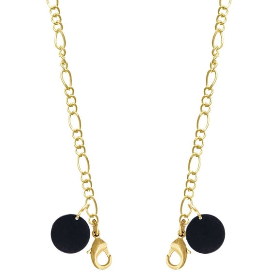 Acrylic 1/2" Disc Black Goldtone Face Mask Necklace
