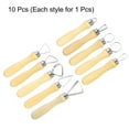 thumbnail image 3 of Uxcell 10pcs Wooden Clay Sculpting Tools Stainless Steel-Headed Pottery Trimming Set, 3 of 6