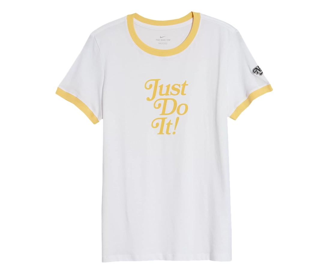 Maak leven Smeltend Versterken Nike Sportswear Retro Ringer Womens Active Shirts & Tees Size S, Color:  White/Yellow - Walmart.com