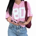 thumbnail image 3 of Women'S Oversized Jersey Summer Tops Graphic Tees Y2k Streetwear Short Sleeve Shirts Pink M, 3 of 9