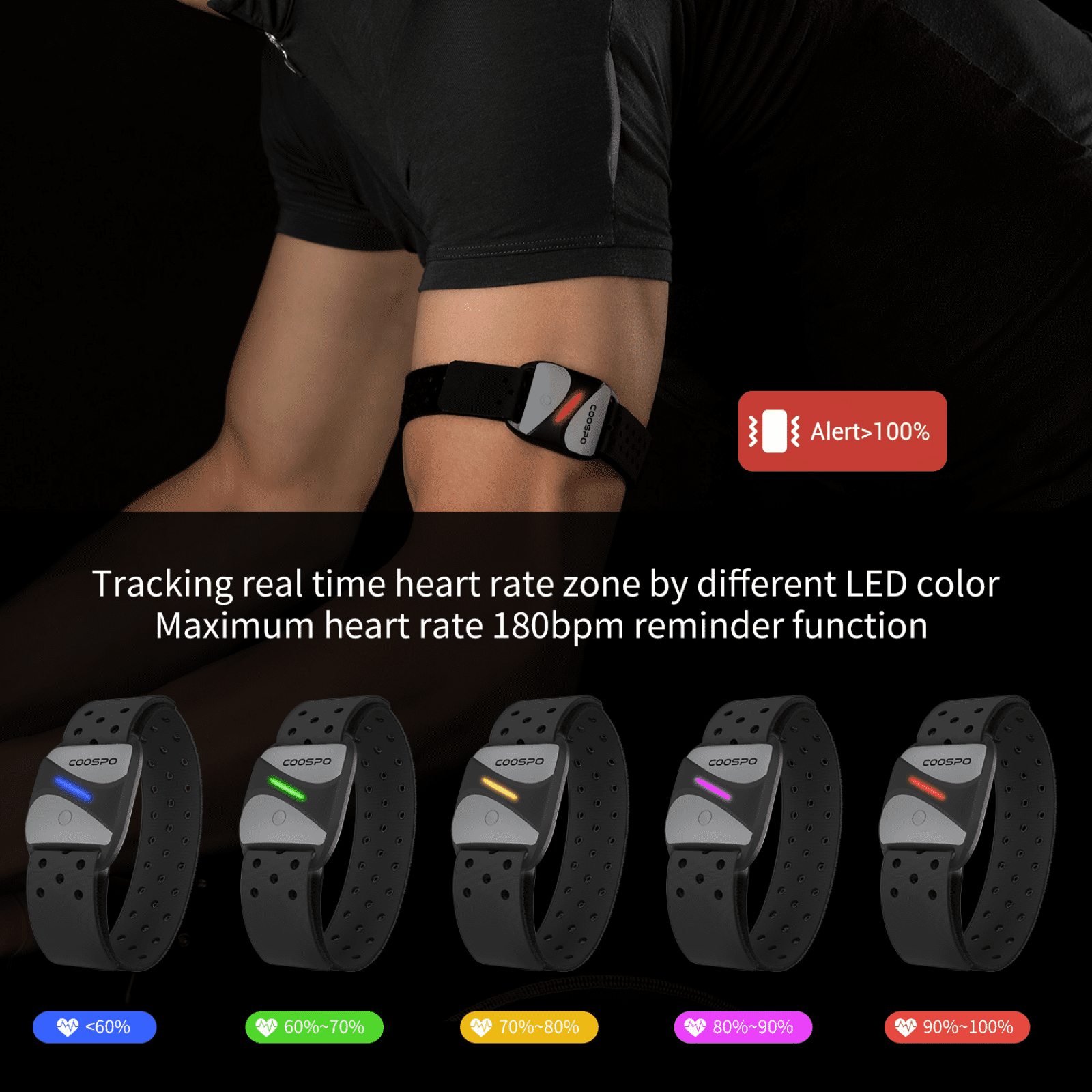 Whoop Band Heart Rate Monitor Armband COOSPO HW807, Bluetooth