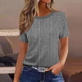 thumbnail image 4 of cocolona Womens Summer Tops Crew Neck Short Sleeve Striped Print T-shirts Dressy Casual Blouses Basic Pullover Tees, 4 of 4