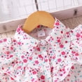 thumbnail image 6 of Girls Dresses Floral Collared Tulle Party Dress Short Ruffle Sleeve with Satin Bow Waist Elegant Summer Sundress for Kids 7-12Y, 6 of 8