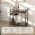 thumbnail image 3 of Carrito de Cocina con Ruedas, Estante Organizador con Ganchos, Madera y Negro, 1 Pieza, 3 of 7