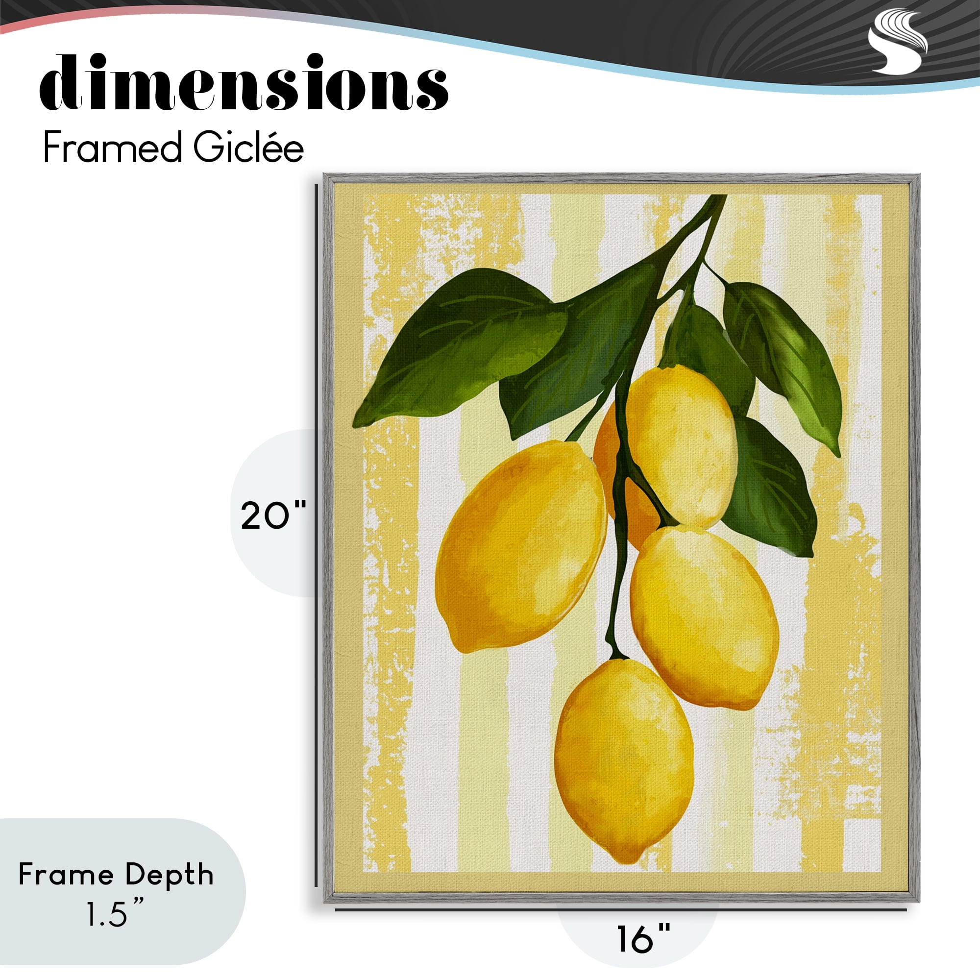 Stupell Industries Lemons on Green Branch Gray Framed Giclee Art, design by Yen
