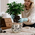 thumbnail image 3 of BUYMAX Slate Gray Retro Planter with Handles, Ceramic Flower Pot with Drainage Hole, Modern Vintage Indoor Outdoor Decorative Pot, 3 of 9