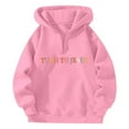 thumbnail image 3 of FYDUU Women's Hoodies Casual Letter Print Quarter Zip Sweatshirt Long Sleeve Pullover Loose Fit Hoodie Streetwear Trendy Sweatshirts Clothes Pink, 3 of 6