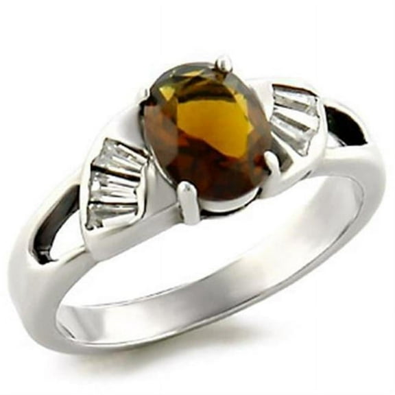 Alamode LOAS827-6 Women High-Polished 925 Sterling Silver Ring with Semi-Precious in Smoky Topaz - Size 6