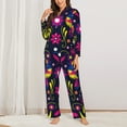 thumbnail image 2 of Honeii Colorful Mexican print Women's Pajama Sets Long Sleeve Button Down Sleepwear Nightwear Soft Pjs Lounge Sets-Large, 2 of 7