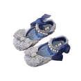 thumbnail image 2 of LNMQLPDBS Toddler Girl Shoes Glitter Sequins Bow Decoration Performance Dance Shoes for Girls Pearl Shining Kids Princess Shoes Dress Shoes for Party and Wedding Blue 23, 2 of 6