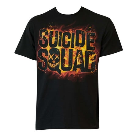 Unisex Adult Suicide Squad Flames Logo - Black Short Sleeve T-Shirt