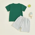 thumbnail image 3 of WhouRiu Toddler Boy Outfits Embroidery Short Sleeve T Shirt Striped Shorts Summer Holiday Party Cozy Outfit Set for Kids Green,Size 2-3 Y, 3 of 5