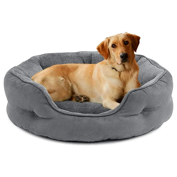 Cama para Perro, Cama para Perro Lavable, con Fondo Antideslizante y Terciopelo Cómodo y Esponjoso, para Perros Grandes (Gris)