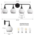 thumbnail image 2 of Modern Vanity Lights Dimmable Bathroom Light Fixtures with Glass Shade 4-Light - Black, 2 of 5