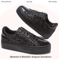 thumbnail image 2 of FOSDUO Women's Glitter Platform Sneakers Bling Thick Sole Rhinestone Sequin Lace-Up Non-Slip Breathable Casual Shoes for Wedding Party Daily Wear(Black Glitter,US6), 2 of 7