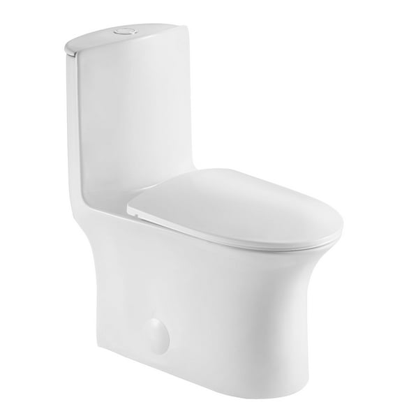 Open Box JINGZE DUAL FLUSH ELONGATED STANDARD ONE PIECE TOILET BATHROOM - WHITE