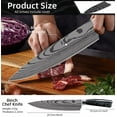 thumbnail image 6 of Kitchen Chef Knife 8 inch Damascus Laser Japanese Santoku Knife with Black Resin Handle Stainless Steel Super Sharp Meat Cleaver Kitchen Knife, 6 of 6