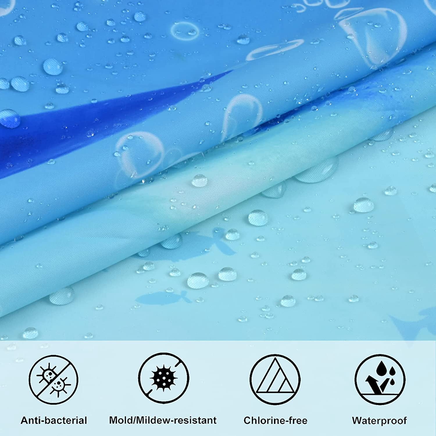 Blue Dolphin Shower Curtain and Rug Sets, 4 Pc Ocean World Bathroom Sets