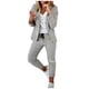 thumbnail image 2 of Puntoco Traje casual con estampado de celosía para mujer, chaqueta de manga larga + pantalones largos, conjunto de dos piezas Puntoco Puntoco-5434, 2 of 5