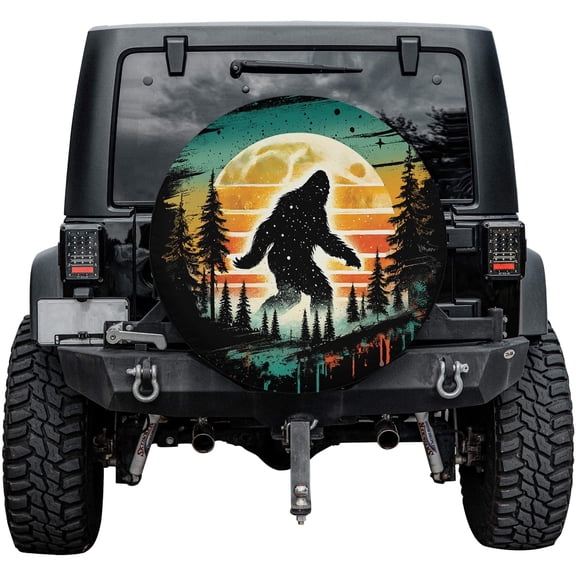 Lotusprinthandmade Bigfoot Lovers Forest Themed Spare Tire Cover Without Backup Camera Hole 35 in