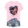 thumbnail image 6 of TOWED22 American Flag Patriotic T-Shirt Women 4th of July Gift Shirt USA Flag Stars Stripes Graphic Short Sleeve Casual Tops(Pink,M), 6 of 6