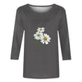 thumbnail image 5 of Teissuly Women's 2024 Spring And Summer Regular Printed Loose Casual Round Neck Long Sleeve Top T-Shirt, 5 of 5