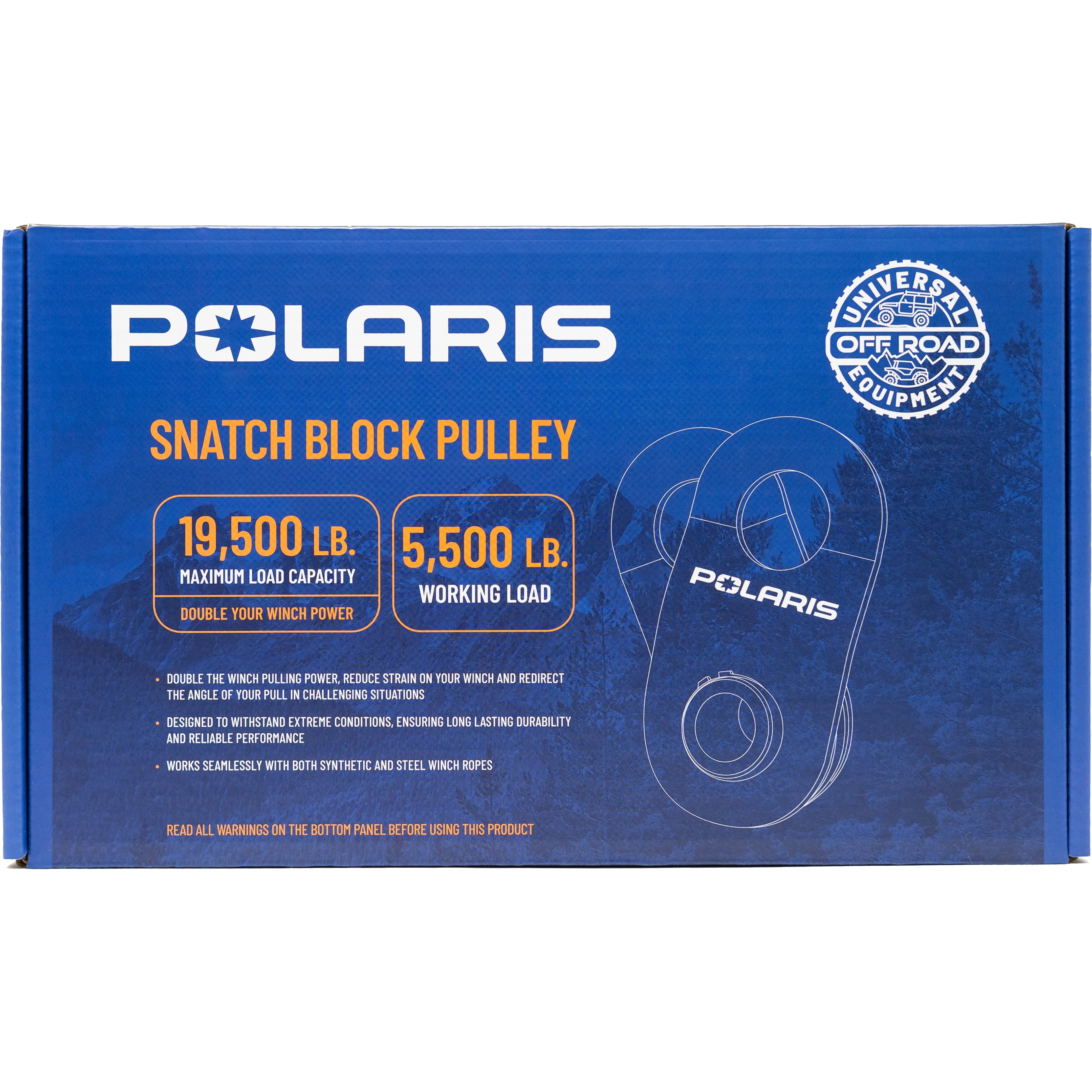 Polaris Heavy Duty Snatch Block, 19,500 pounds Maximum Load Capacity, 5,500 pounds Working Load, Heavy Duty Offroad Recovery Accessory for Truck, Tractor, ATV & UTV