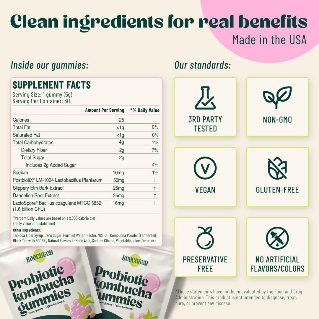 BoochBod Probiotic Kombucha Gummies