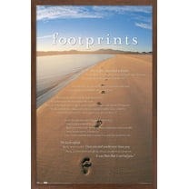 Footprints in the Sand Wall Poster, 14.725" x 22.375", Framed