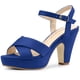 thumbnail image 1 of Sandalias de Tacón Grueso Allegra K correa de tobillo plataforma para Mujer Tiefblau 36, 1 of 7