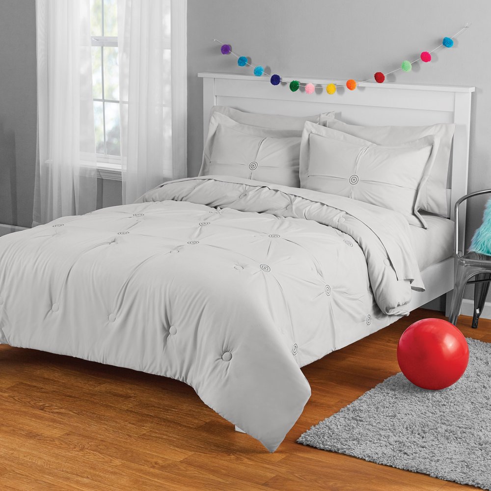 Your Zone Embroidered Pintuck Bed in a Bag Bedding Set, Multiple Colors