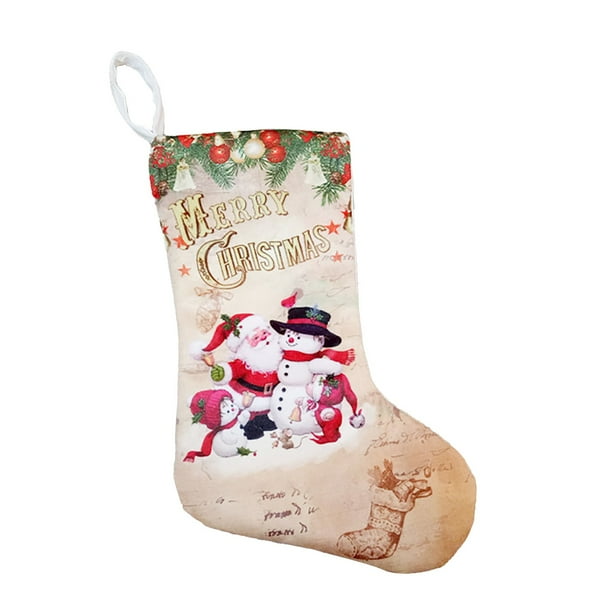 Gibobby Conjunto de calcetines de Navidad Relleno de bordado de Navidad Bolsa de renos Decoración Media-Bolsa de Papá Noel Media con dulces de Navidad y regalo(Multicolor)