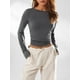 thumbnail image 4 of Mujer Slim Fit Básico Crop Top Sólido Manga Larga Cuello Redondo Crop Top Pullover Streetwear Nituyy Disponible en varios colores. Top de manga larga entallado de moda para mujer, 4 of 5