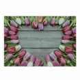 thumbnail image 1 of Love Cutting Board, Frame of Fresh Tulips Arranged on Old Wooden Table Countryside Nature Print, Decorative Tempered Glass Cutting and Serving Board, Small Size, Pink Green Umber, by Ambesonne, 1 of 1