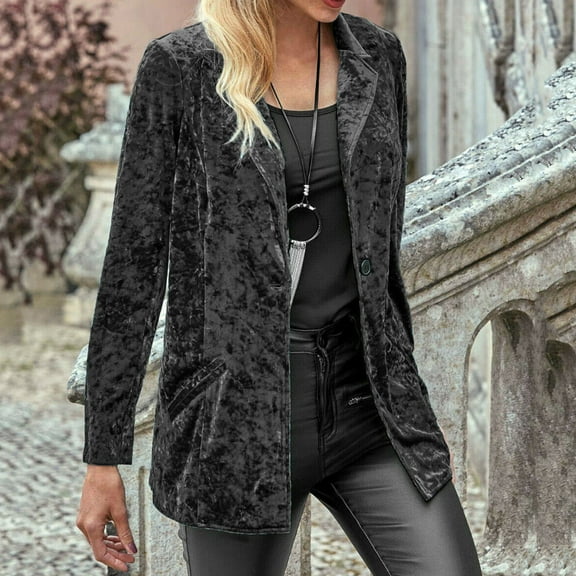 AOOCHASLIY Christmas Day Women Blouse Women Cozy Retro Long Sleeve Velvet Solid Buttons Pokets Jacket Cardigan Loose Coat Top