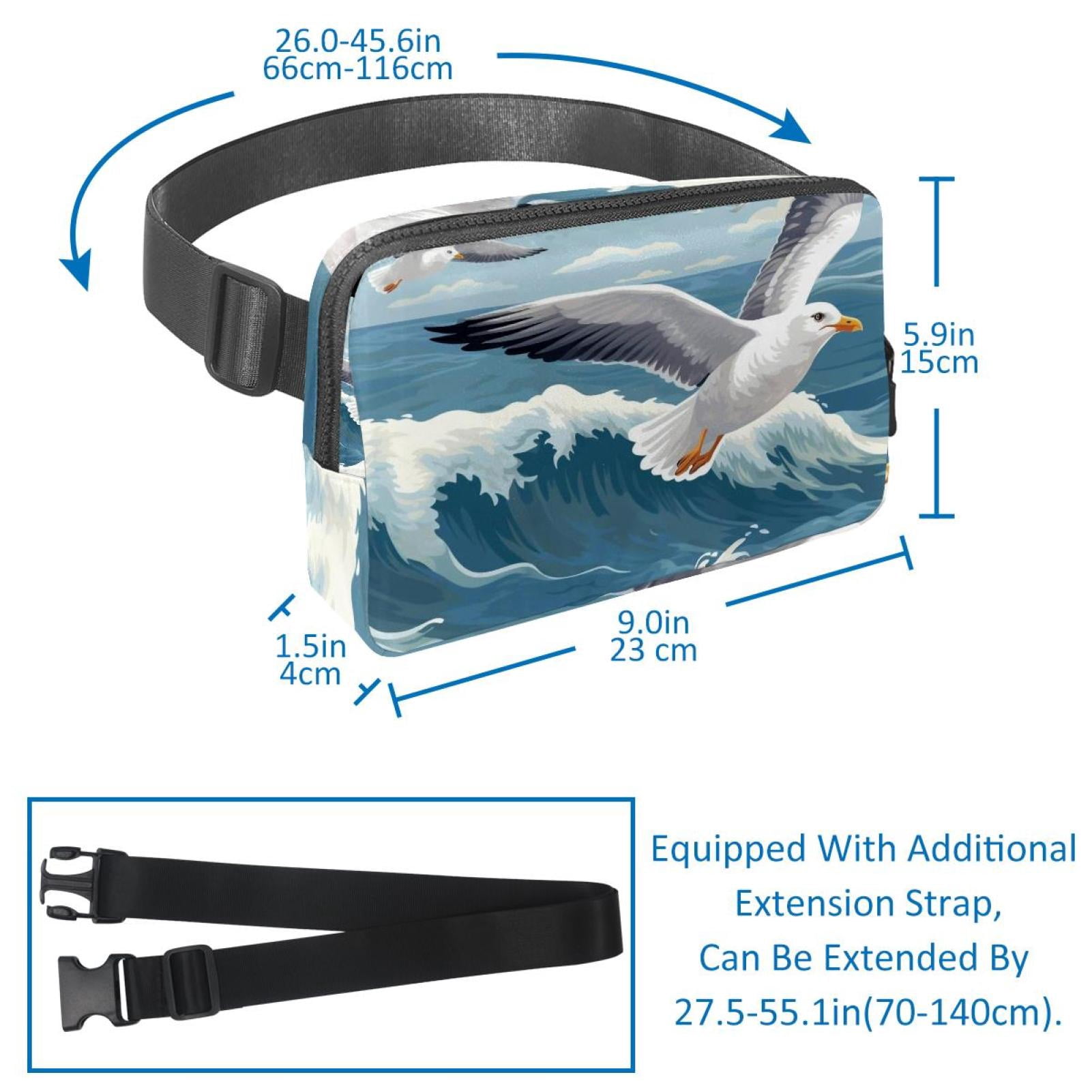Seagull Lightweight Adjustable Waist Pack Fanny Pack Crossbody Bag with Extension Strap Unisex