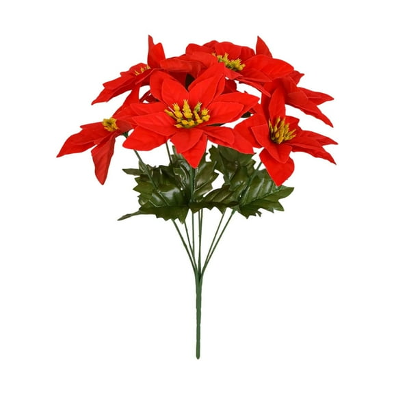 1 Pcs Artificial Poinsettia Flowers 14in Red Christmas UV Resistant for Outdoor Indoor Garden Porch Home Xmas Decorations
