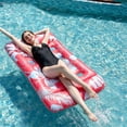thumbnail image 7 of YingYouFu Inflatable Floating Bed Lounger, Pool Air Mattress with Headrest for Swimming, Tropical Stripe Water Sleeping Pad for Beach, 7 of 7