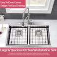 thumbnail image 3 of Strictly Sinks 33 inch 16ga Top mount Kitchen Workstation Drop In Sink Silver 50/50 Double Bowl Sink, 3 of 7