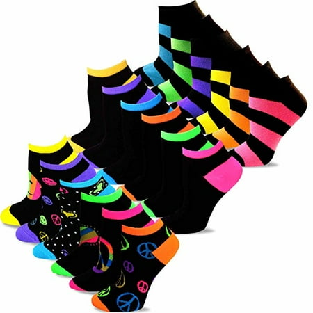 

TeeHee Women s Acrylic No Show Low Cut Basic 18-Pack (Neon Black)