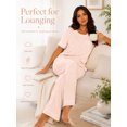 thumbnail image 6 of DAKIMOE Womens Pajama Sets Pajamas for Women Set Capri Sleepwear Short Sleeve Two-Piece Pjs Tops & Long Pants Casual Prints Lounge Sets for Women S-2XL, 6 of 9
