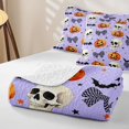 thumbnail image 4 of Feelyou Spooky Skeleton Bat Quilt King, Cute Bowknot King Coverlet Set, Lavender, 3-Piece, 1 Comforter and 2 Pillowcases, 4 of 7