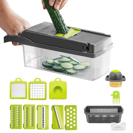 

Tohuu Vegetable Slicer Kitchen Multifunctional Mandoline Vegetable Slicer Kitchen Vegetable Slicer Dicer Cutter Veggie Chopper W Carrot And Garlic Chopper with Container Vegetable Chopper pretty well