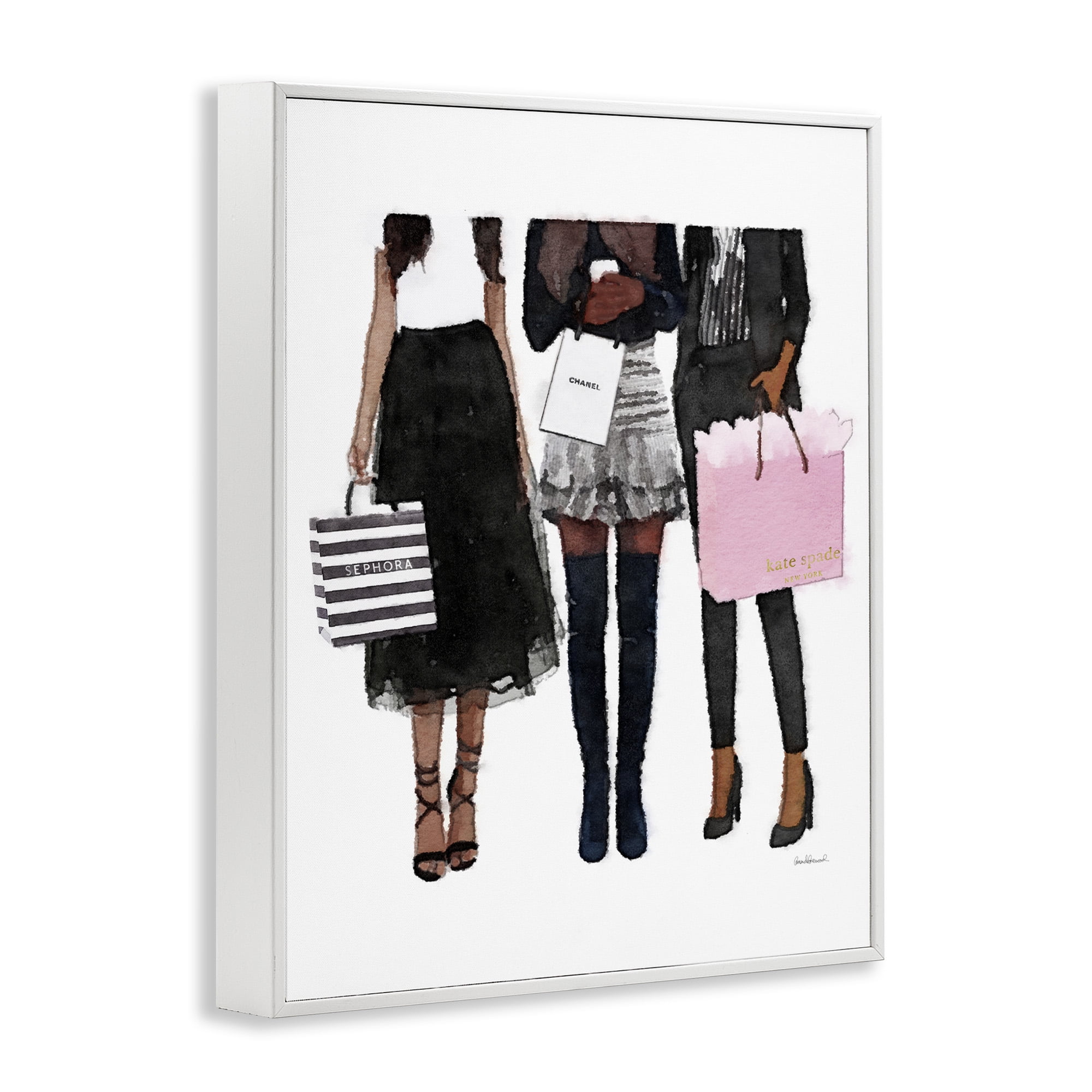 Stupell Industries Fashion Models Glam Watercolor Beauty & Fashion Painting White Framed Art Print Wall Art, 16 x 20