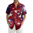 thumbnail image 3 of Men's American 250Th Anniversary Art Print Hawaiian Shirt 1776-2026 Patriotic Tee with America Script and Starburst Rays Dark Blue XL, 3 of 8