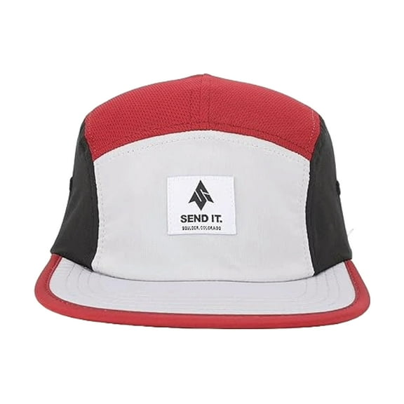 Send It. Trailmaster - 5 Panel Low Profile Lightweight Hat, Black/White/Red