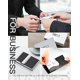thumbnail image 3 of Estuche para tarjetas de presentación - Estuche para tarjetas de presentación de cuero sintético, tarjetero, tarjetero delgado de metal con bolsillo y cierre magnético, color negro, 3 of 5