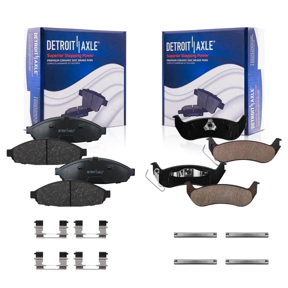 Detroit Axle - Brake Pads for Mercury Grand Marquis Marauder Ford Crown Victoria Lincoln Town Car, Front & Rear Ceramic Brake Pads 2003 2004 2005 2006 2007 2008 2009 2010 2011 Replacement