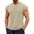thumbnail image 3 of Blekii Men's Muscle Tank Top Workout Gym Athletic T Shirt Casual Cap Sleeve Summer Top Beige L, 3 of 10